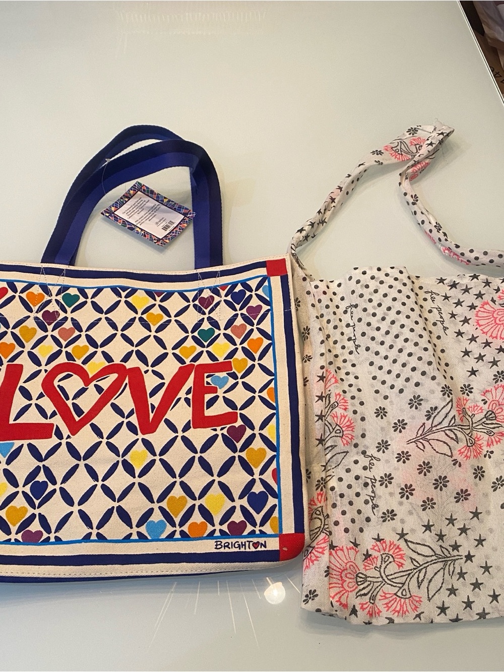 Brighton Rainbow Love Canvas Tote NWT + FREE Free People Shopper Tote